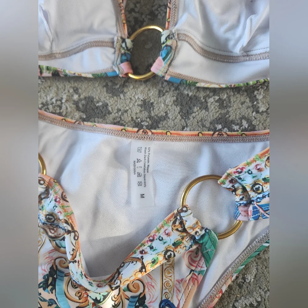 Desigual Baroque Floral Pink and Gold Bikini Set